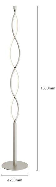 Podne Lampa Lindby, Auron, prigušiv, Sivo, Dnevna soba, Metal, Moderan