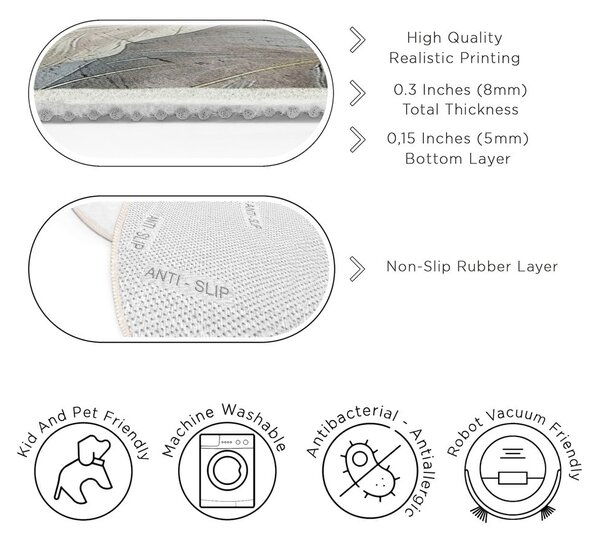 Zeleni/sivi perivi okrugao tepih ø 80 cm Dusty Leaves – Mila Home