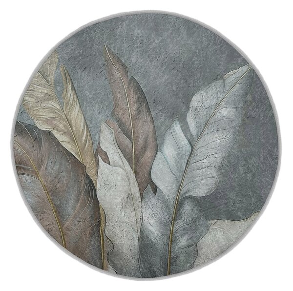 Zeleni/sivi perivi okrugao tepih ø 80 cm Dusty Leaves – Mila Home