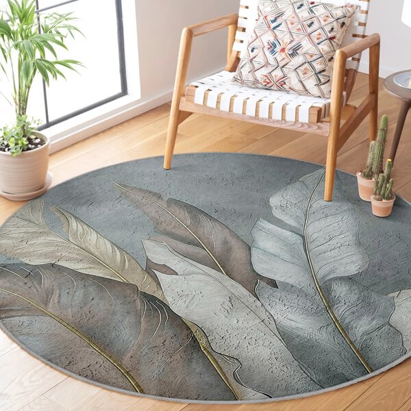 Zeleni/sivi perivi okrugao tepih ø 80 cm Dusty Leaves – Mila Home