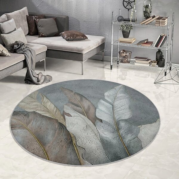 Zeleni/sivi perivi okrugao tepih ø 80 cm Dusty Leaves – Mila Home