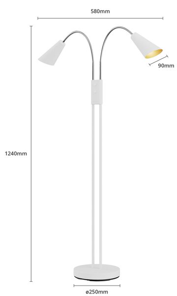 Podne Lampa Lucande, Medira, Bijela, Dnevna soba, Metal, Moderan