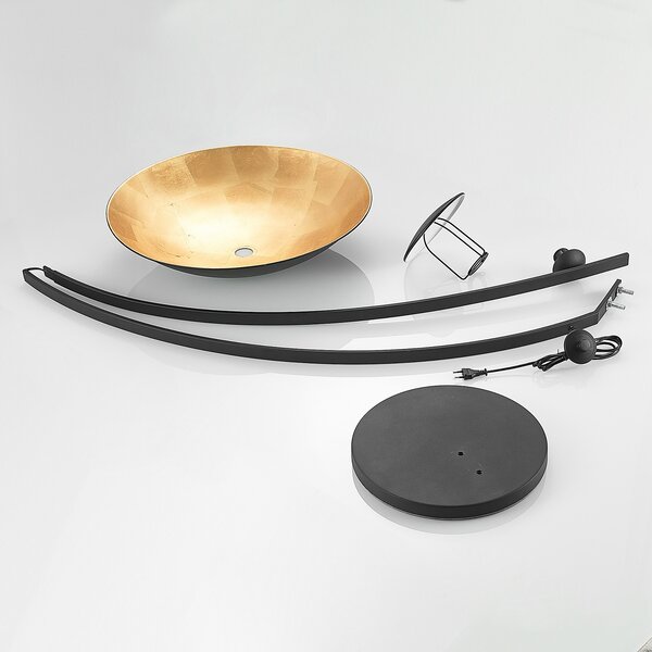 Podne Lampa Lindby, Emilienne, Crno, Dnevna soba, Metal, Moderan