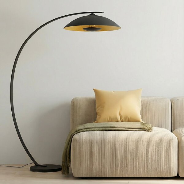 Podne Lampa Lindby, Emilienne, Crno, Dnevna soba, Metal, Moderan
