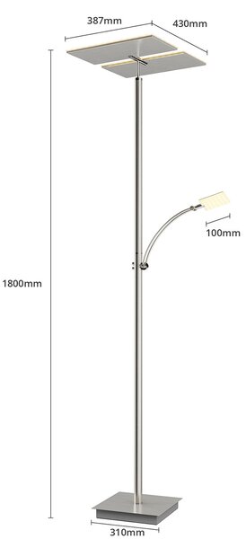 Podne Lampa Lucande, Parthena, prigušiv, Sivo, Dnevna soba, Metal, Moderan
