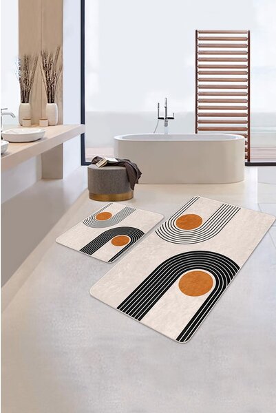 Bež od samta kupaonske prostirke u setu 2 kom 60x100 cm Dot Arch – Mila Home