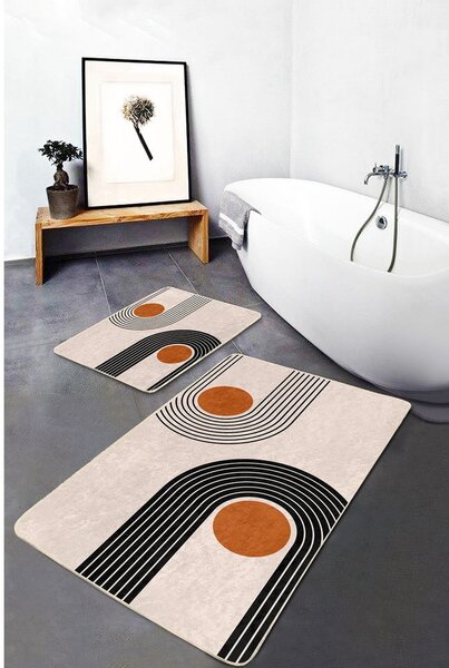 Bež od samta kupaonske prostirke u setu 2 kom 60x100 cm Dot Arch – Mila Home
