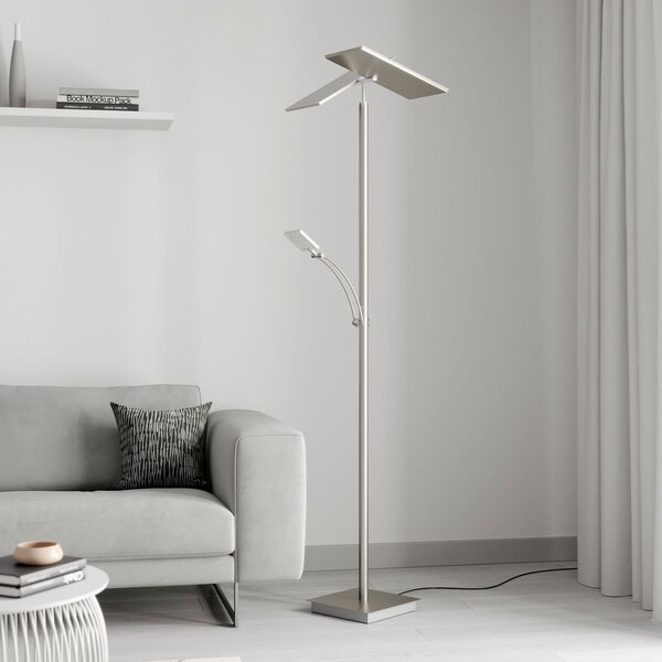 Podne Lampa Lucande, Parthena, prigušiv, Sivo, Dnevna soba, Metal, Moderan
