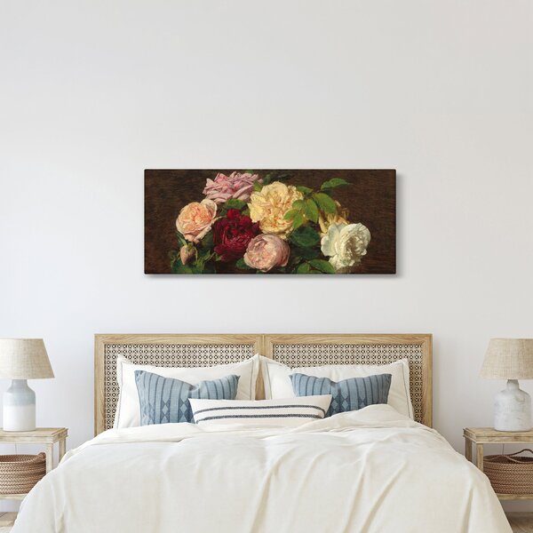 Slika - Henri Fantin-Latour, Roses de Nice on a Table, reprodukcije (120x50 cm)