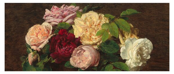 Slika - Henri Fantin-Latour, Roses de Nice on a Table, reprodukcije (120x50 cm)
