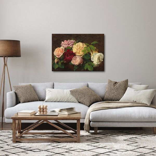 Slika - Henri Fantin-Latour, Roses de Nice on a Table, reprodukcije (70x50 cm)