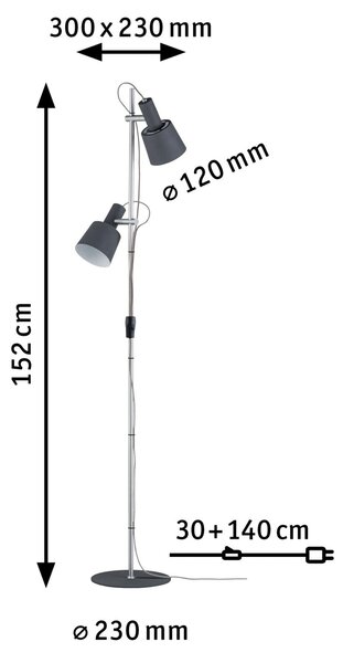 Podne Lampa Paulmann, Haldar, Sivo, Dnevna soba, Metal, Moderan