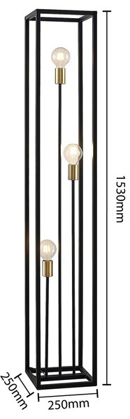 Podne Lampa Lindby, Tiliane, Crno, Dnevna soba, Metal, Moderan