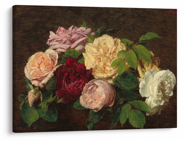 Slika - Henri Fantin-Latour, Roses de Nice on a Table, reprodukcije (70x50 cm)