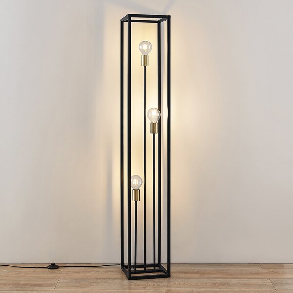 Podne Lampa Lindby, Tiliane, Crno, Dnevna soba, Metal, Moderan