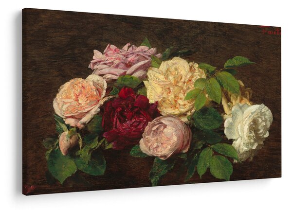 Slika - Henri Fantin-Latour, Roses de Nice on a Table, reprodukcije (90x60 cm)