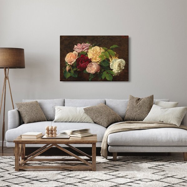 Slika - Henri Fantin-Latour, Roses de Nice on a Table, reprodukcije (90x60 cm)