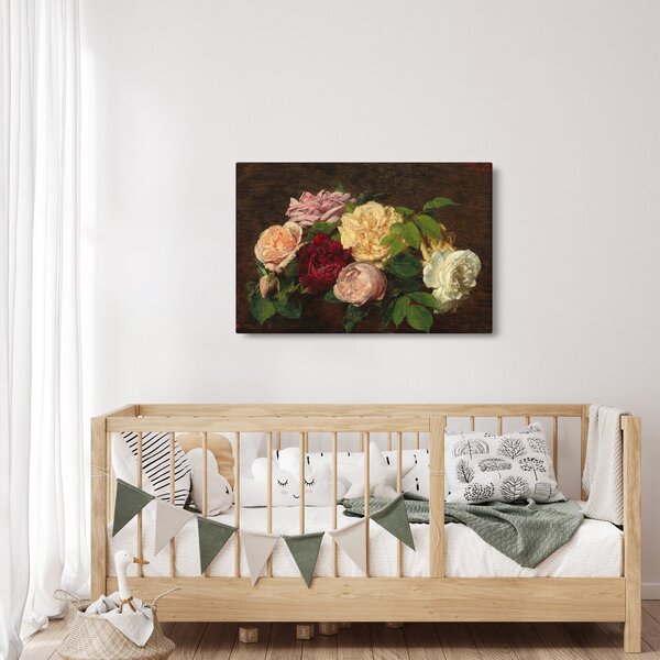 Slika - Henri Fantin-Latour, Roses de Nice on a Table, reprodukcije (90x60 cm)