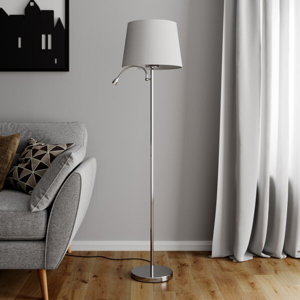 Podne Lampa Lindby, Benjiro, Bijela, Dnevna soba, Tkanina / tekstil, Moderan