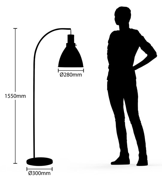 Podne Lampa Lindby, Trebale, Crno, Dnevna soba, Metal, Skandinavski