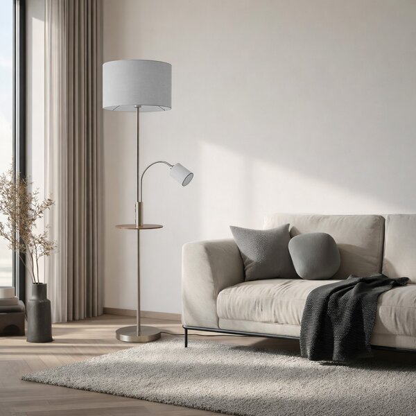 Podne Lampa Lindby, Aovan, Sivo, Dnevna soba, Metal, Moderan
