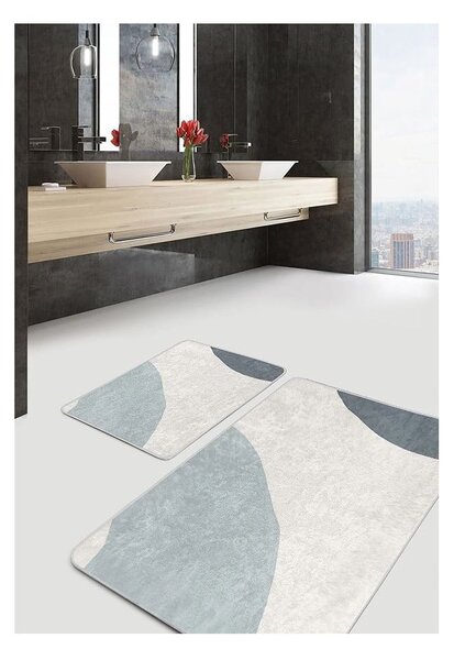 Sive/krem od samta kupaonske prostirke u setu 2 kom 60x100 cm Abstract Shapes – Mila Home