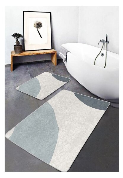 Sive/krem od samta kupaonske prostirke u setu 2 kom 60x100 cm Abstract Shapes – Mila Home