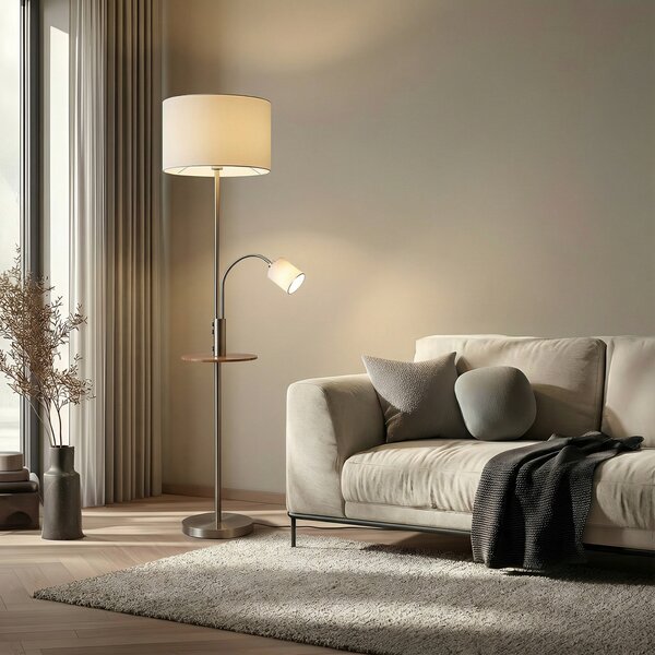 Podne Lampa Lindby, Aovan, Sivo, Dnevna soba, Metal, Moderan