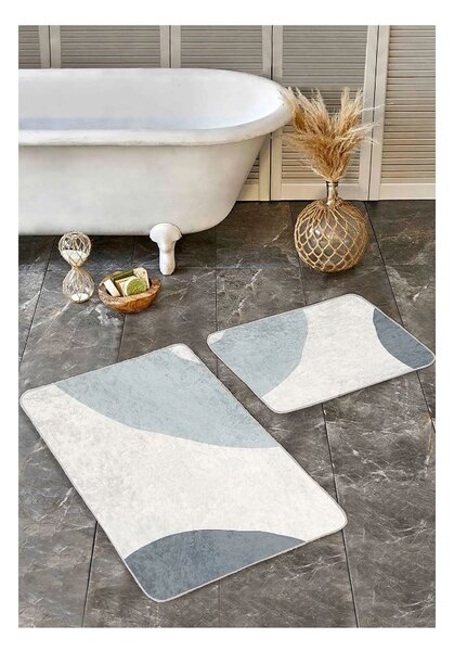 Sive/krem od samta kupaonske prostirke u setu 2 kom 60x100 cm Abstract Shapes – Mila Home