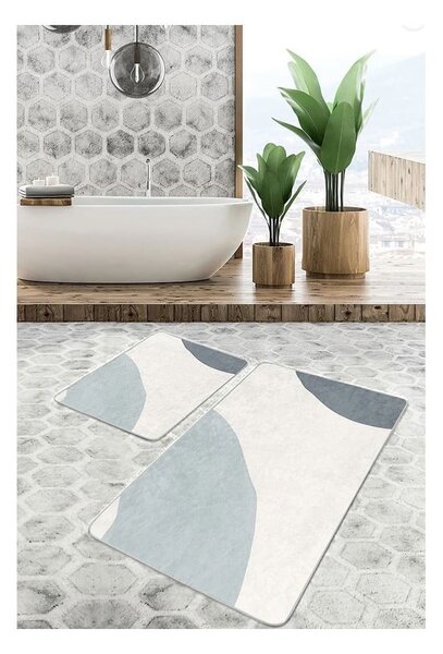 Sive/krem od samta kupaonske prostirke u setu 2 kom 60x100 cm Abstract Shapes – Mila Home