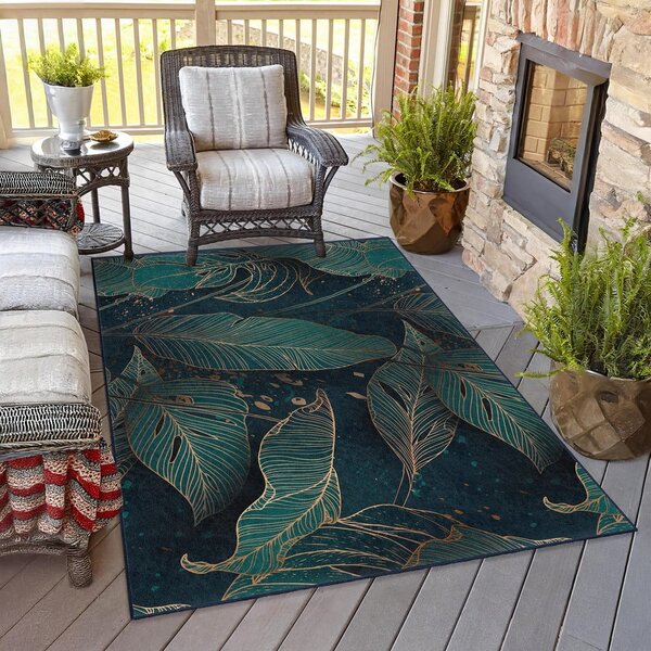 Petrolej zeleni perivi tepih 160x230 cm Midnight Jungle – Mila Home
