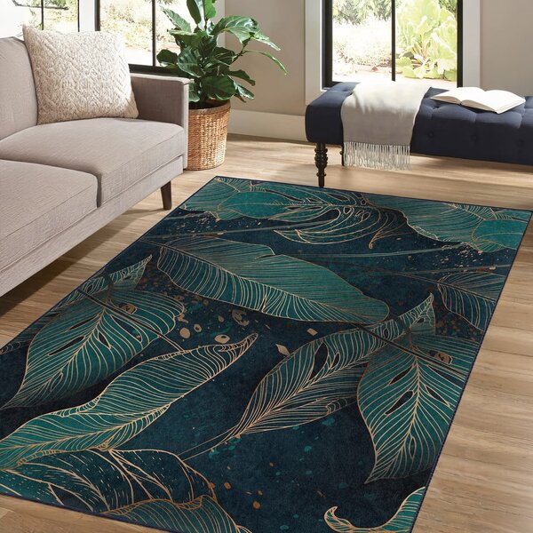 Petrolej zeleni perivi tepih 160x230 cm Midnight Jungle – Mila Home