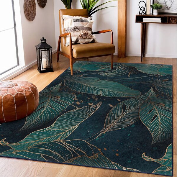 Petrolej zeleni perivi tepih 160x230 cm Midnight Jungle – Mila Home