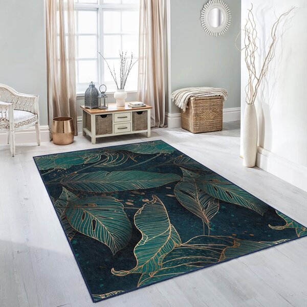 Petrolej zeleni perivi tepih 160x230 cm Midnight Jungle – Mila Home