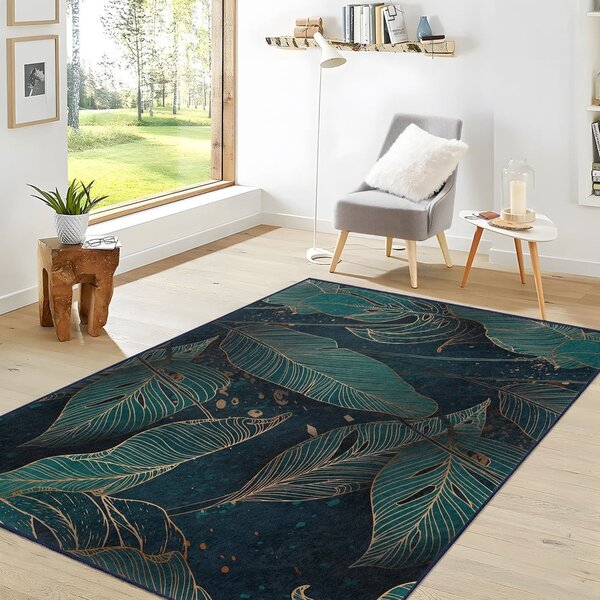 Petrolej zeleni perivi tepih 160x230 cm Midnight Jungle – Mila Home
