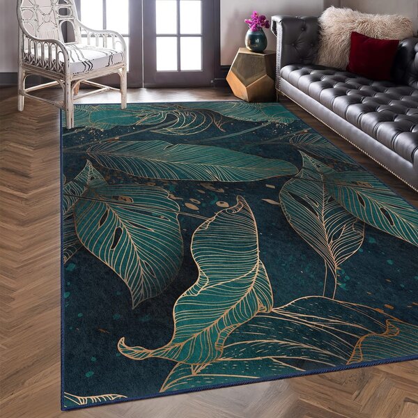 Petrolej zeleni perivi tepih 160x230 cm Midnight Jungle – Mila Home