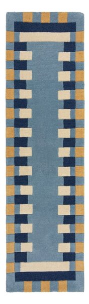 Plava ručno rađena vunena staza 60x230 cm Kai Wool Border – Flair Rugs