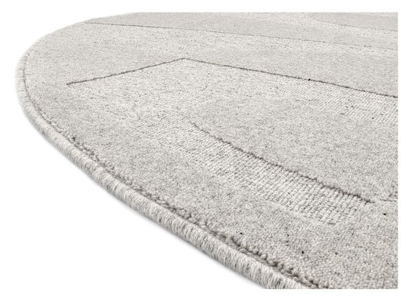 Svijetlo sivi vunen okrugao tepih ø 120 cm Morphic Botanica – Agnella