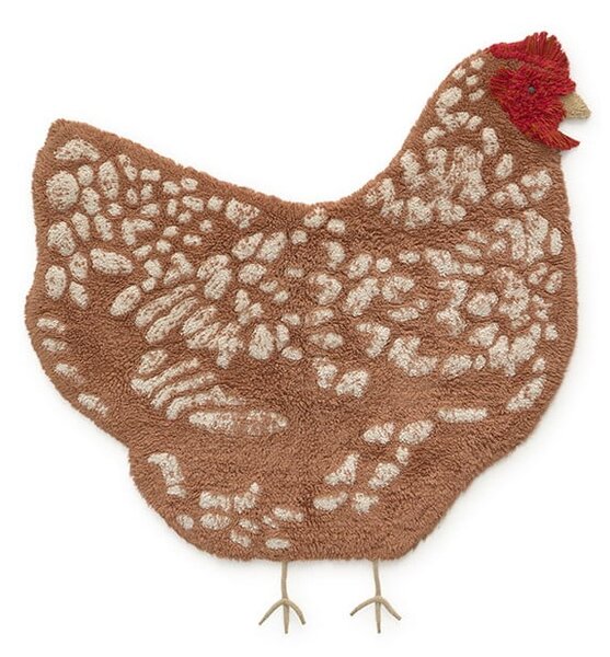 Smeđi periv/ručno rađen pamučan dječji tepih 110x100 cm Chicken – Lorena Canals
