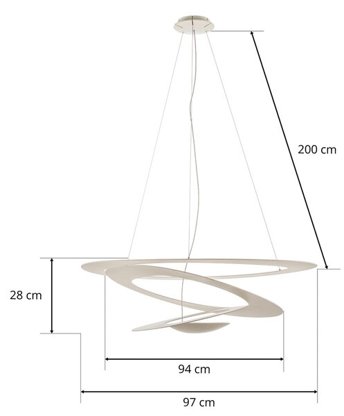 Viseće Svjetiljka Artemide, Pirce, prigušiv, Bijela, Dnevna soba, Metal, Dizajn