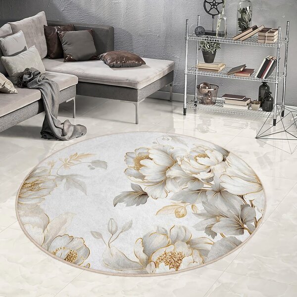 Svijetlo sivi/bež perivi okrugao tepih ø 80 cm Soft and Gentle – Mila Home