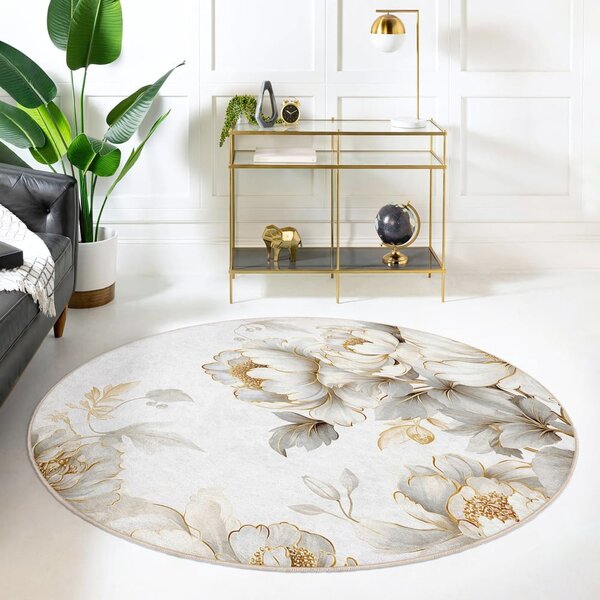 Svijetlo sivi/bež perivi okrugao tepih ø 80 cm Soft and Gentle – Mila Home