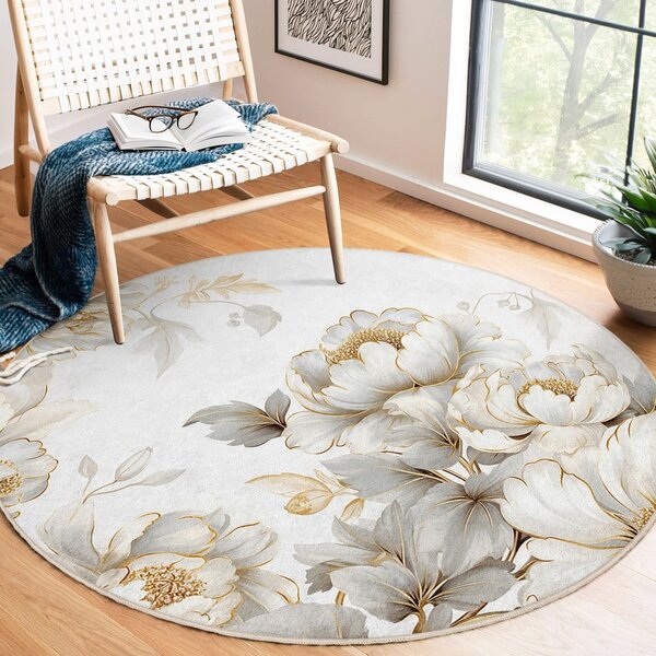 Svijetlo sivi/bež perivi okrugao tepih ø 80 cm Soft and Gentle – Mila Home