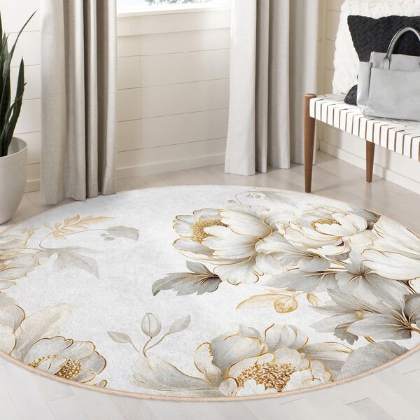 Svijetlo sivi/bež perivi okrugao tepih ø 80 cm Soft and Gentle – Mila Home