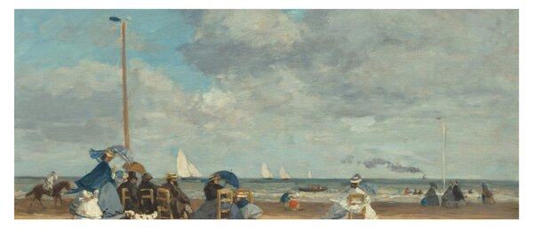 Slika - Eugène Boudin, Beach at Trouville, reprodukcije (120x50 cm)