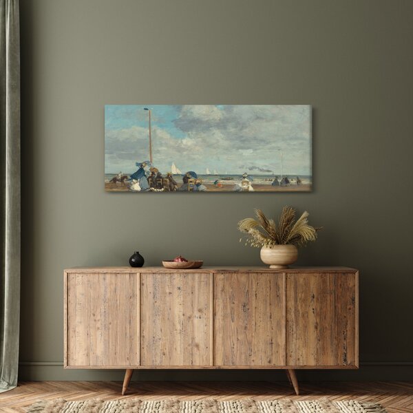 Slika - Eugène Boudin, Beach at Trouville, reprodukcije (120x50 cm)