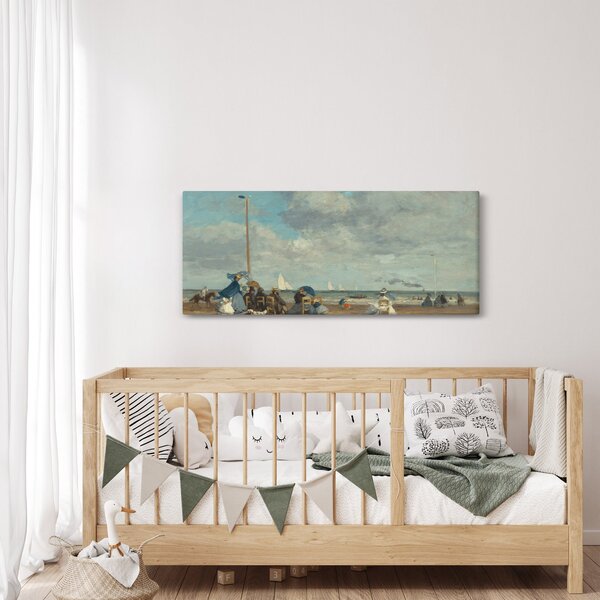 Slika - Eugène Boudin, Beach at Trouville, reprodukcije (120x50 cm)