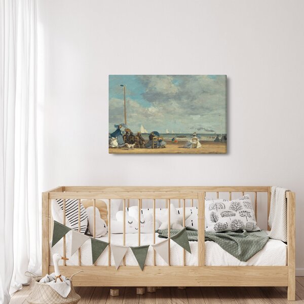 Slika - Eugène Boudin, Beach at Trouville, reprodukcije (90x60 cm)