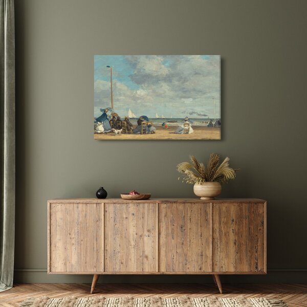 Slika - Eugène Boudin, Beach at Trouville, reprodukcije (90x60 cm)