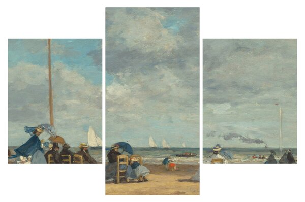 Slika - Eugène Boudin, Beach at Trouville, reprodukcije (90x60 cm)